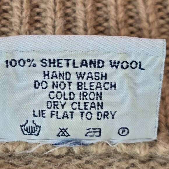 Y2K Ellesse Vintage 100% wool Mens Cardigan Full Zip Tan XL - Picture 5 of 7